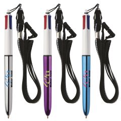 BIC® 4 Colours Shine with lanyard