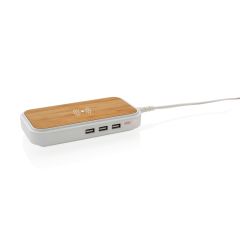 Bamboo 5W wireless charger with 3 USB ports