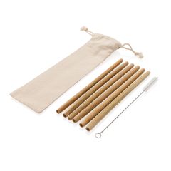 Reusable bamboo drinking straw set 6 pcs